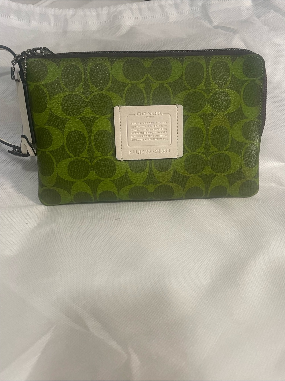 Coach Lime Signature Wristlet with White Tag
